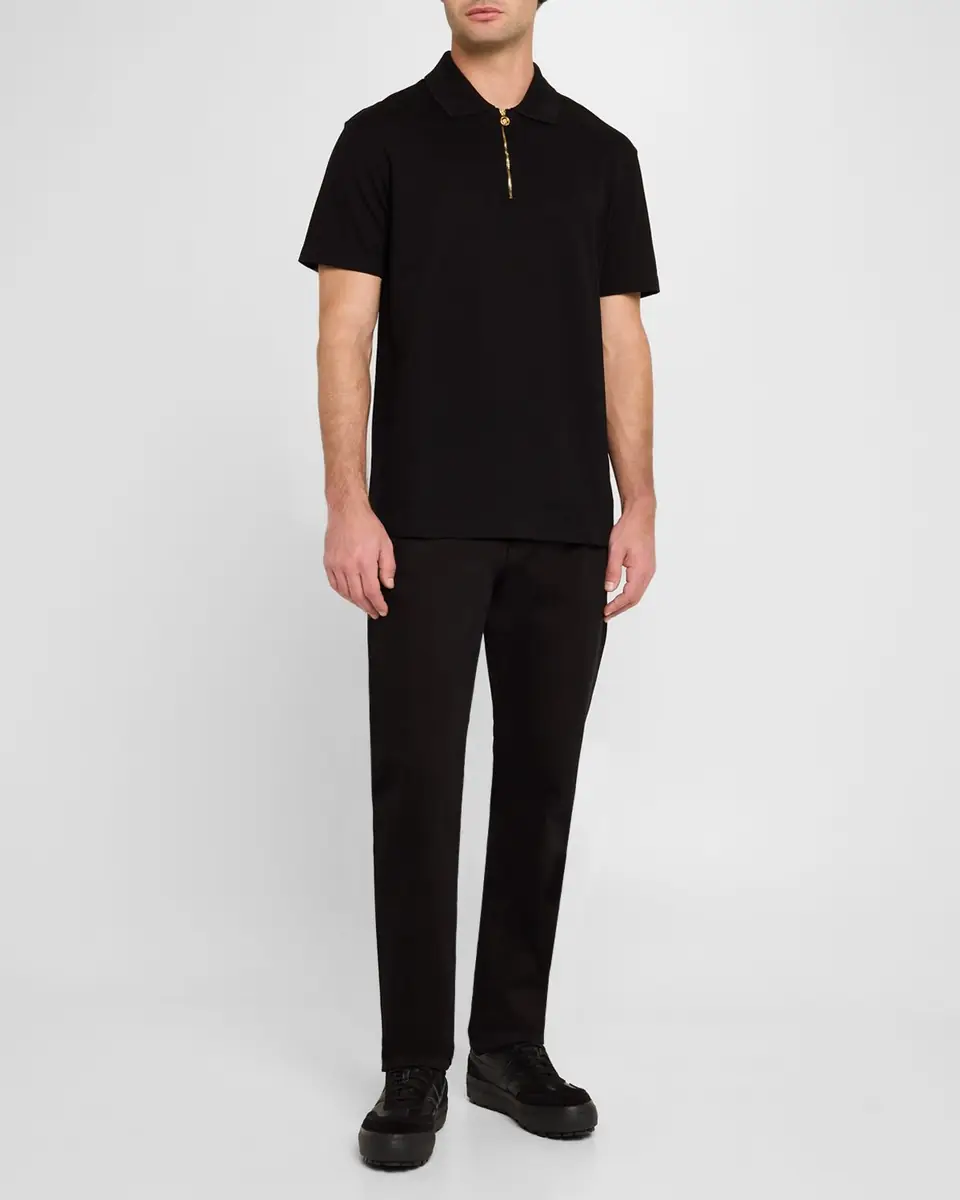 Versace Men's Medusa Zip Pique Polo Shirt | Thumbnail 2