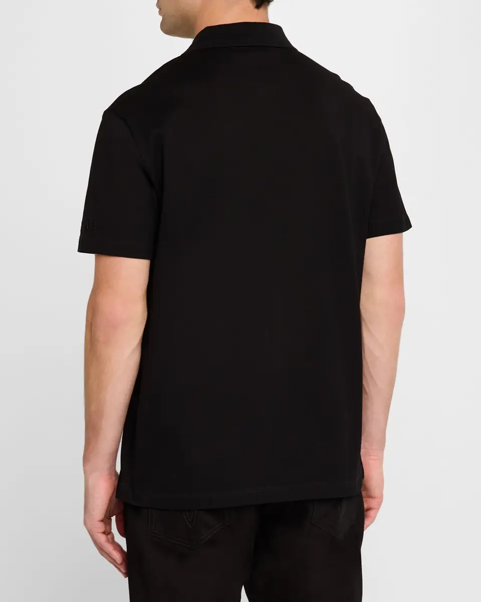 Versace Men's Medusa Zip Pique Polo Shirt | Thumbnail 3
