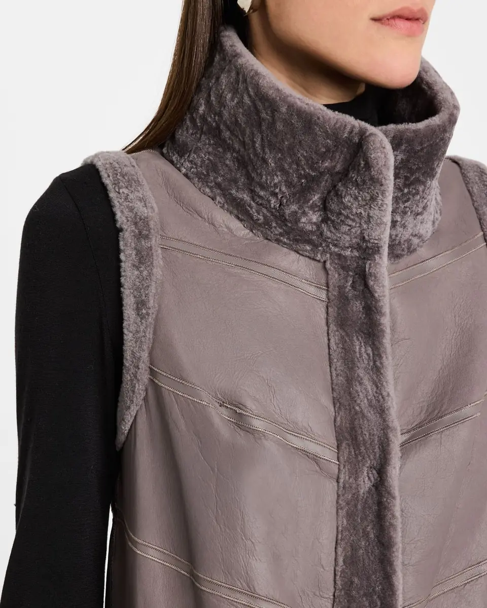 Gorski Reversible Textured Lamb Shearling Vest | Thumbnail 5 Gorski Reversible Textured Lamb Shearling Vest | Thumbnail 5
