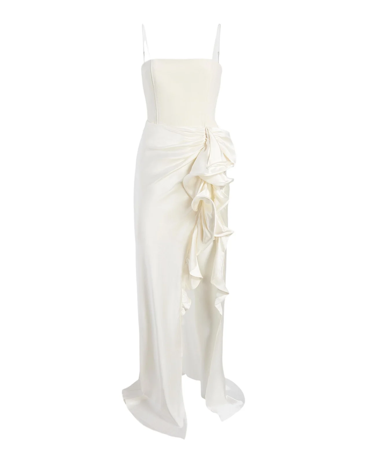 Drina Sleeveless Satin Wrap Gown