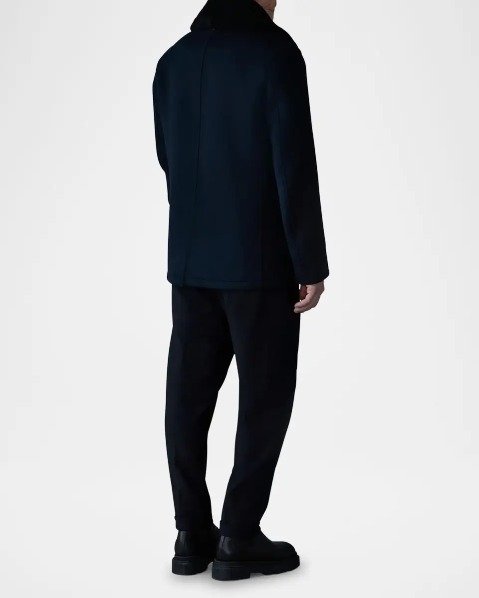Mackage Men's Cole Wool Peacoat with Shearling Collar | Thumbnail 3 Mackage Men's Cole Wool Peacoat with Shearling Collar | Thumbnail 3
