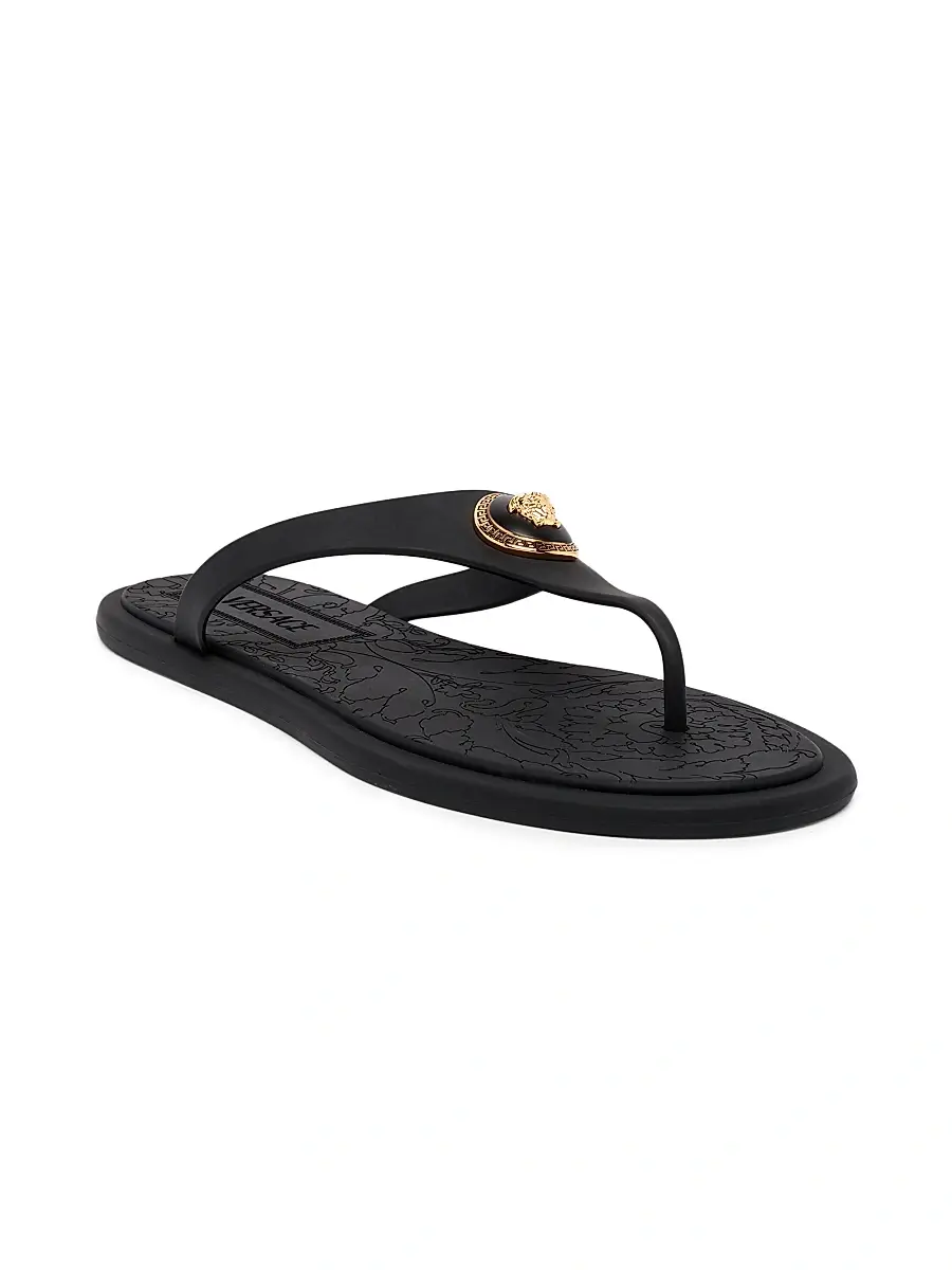 Versace Women's Medusa Baroque Flip-Flops - Black Gold | Thumbnail 2 Versace Women's Medusa Baroque Flip-Flops - Black Gold | Thumbnail 2