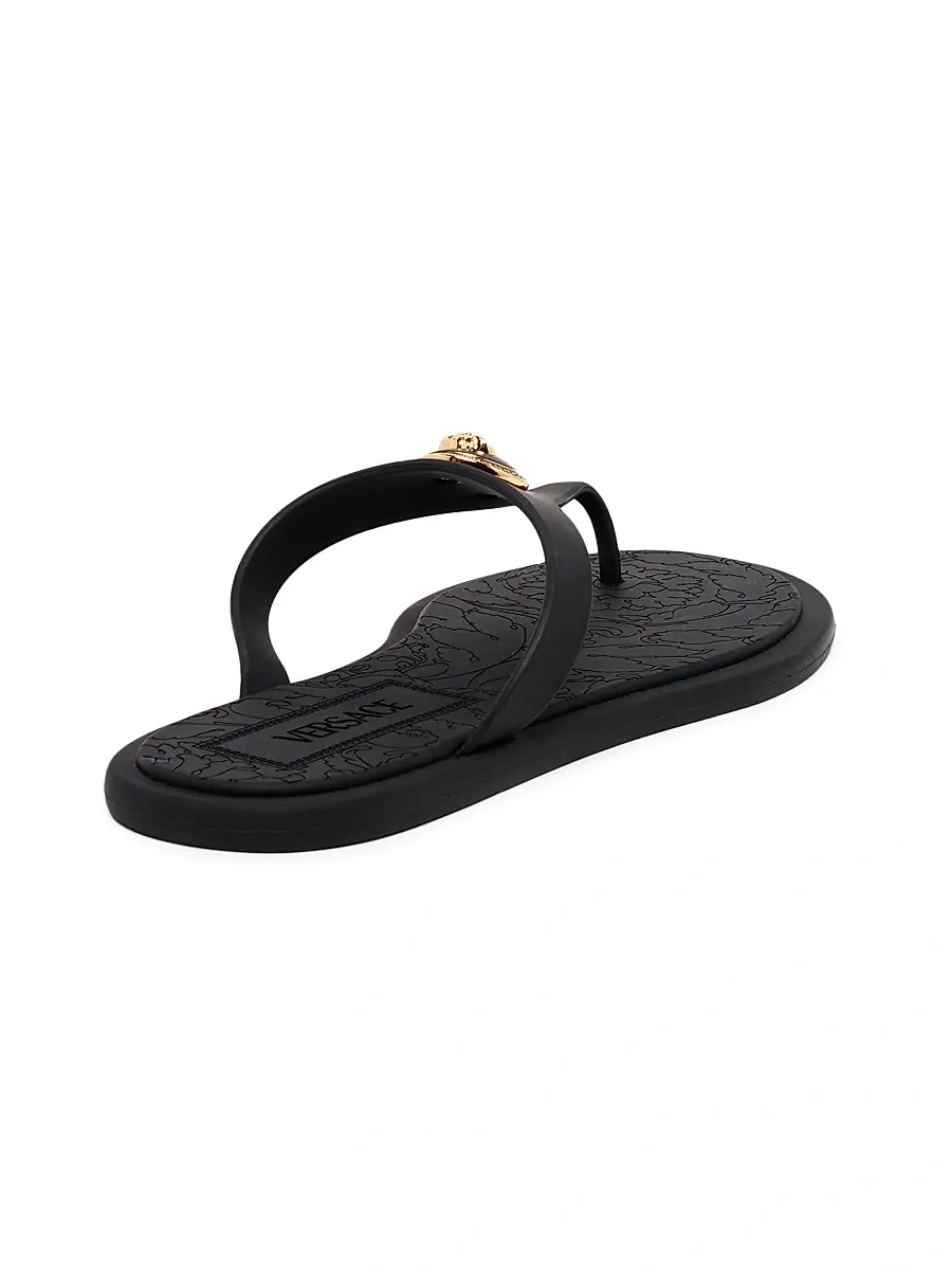 Versace Women's Medusa Baroque Flip-Flops - Black Gold | Thumbnail 3 Versace Women's Medusa Baroque Flip-Flops - Black Gold | Thumbnail 3