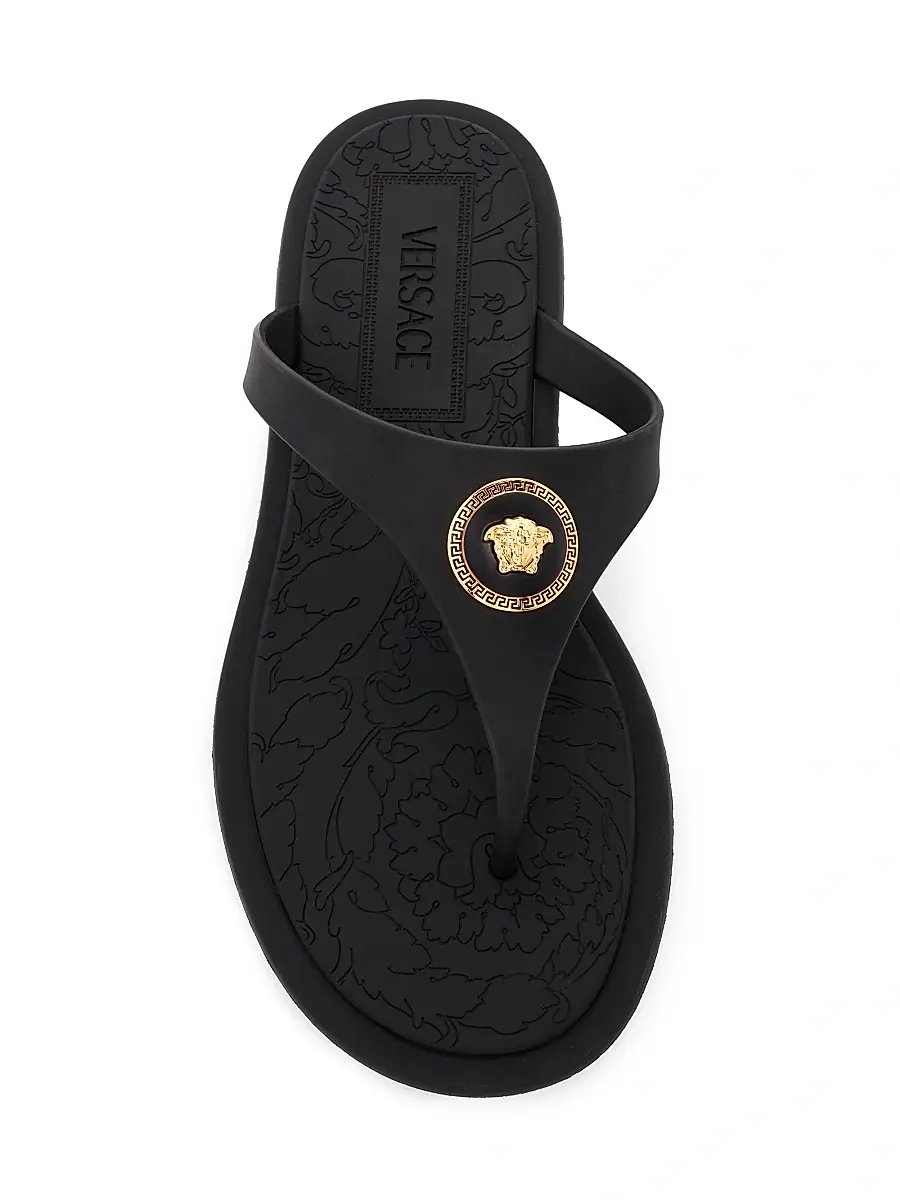 Versace Women's Medusa Baroque Flip-Flops - Black Gold | Thumbnail 4 Versace Women's Medusa Baroque Flip-Flops - Black Gold | Thumbnail 4