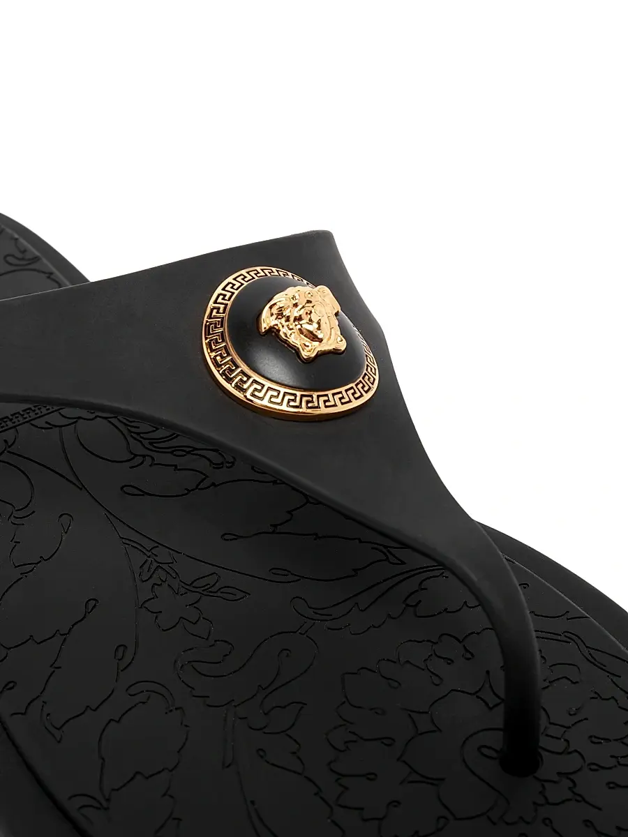 Versace Women's Medusa Baroque Flip-Flops - Black Gold | Thumbnail 5 Versace Women's Medusa Baroque Flip-Flops - Black Gold | Thumbnail 5
