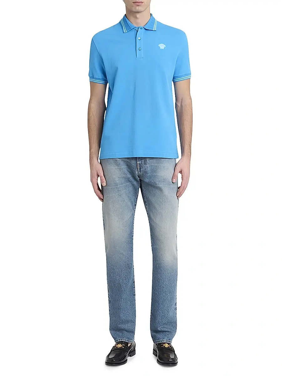 Versace Men's Medusa Pop Piqué Polo | Thumbnail 2 Versace Men's Medusa Pop Piqué Polo | Thumbnail 2