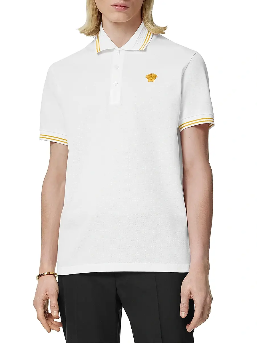 Versace Men's Medusa Pop Piqué Polo | Thumbnail 4 Versace Men's Medusa Pop Piqué Polo | Thumbnail 4