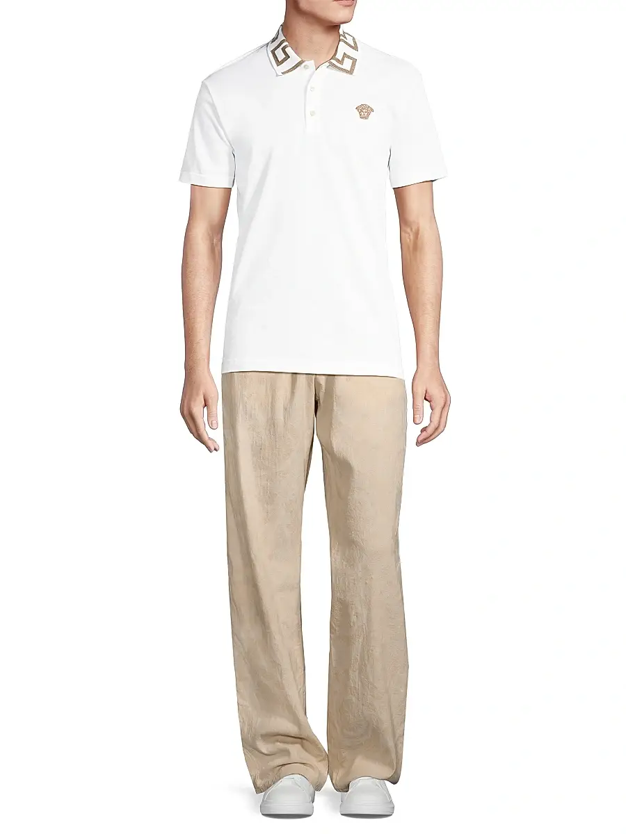 Versace Men's Piquet Cotton Polo Shirt | Thumbnail 2 Versace Men's Piquet Cotton Polo Shirt | Thumbnail 2