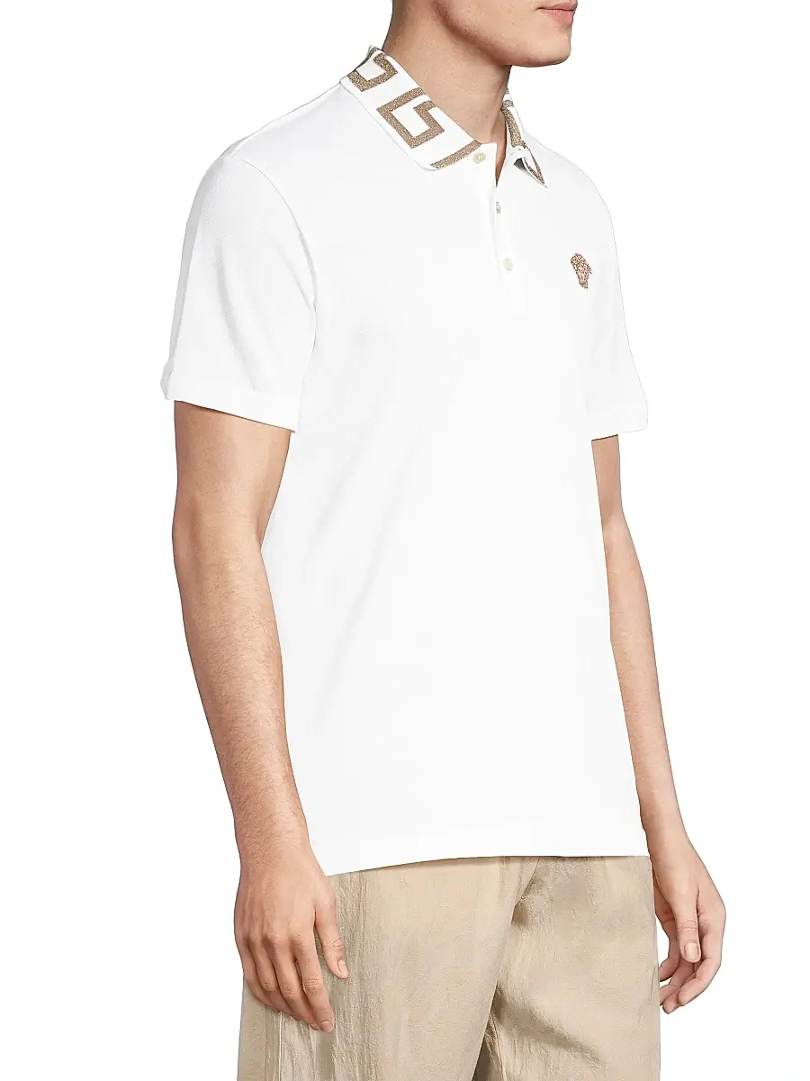 Versace Men's Piquet Cotton Polo Shirt | Thumbnail 4 Versace Men's Piquet Cotton Polo Shirt | Thumbnail 4