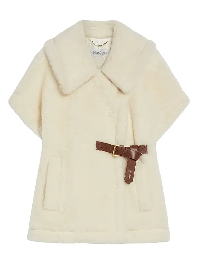 Women's Cape in Alpaca and Wool Teddy Fabric Women's Cape in Alpaca and Wool Teddy Fabric