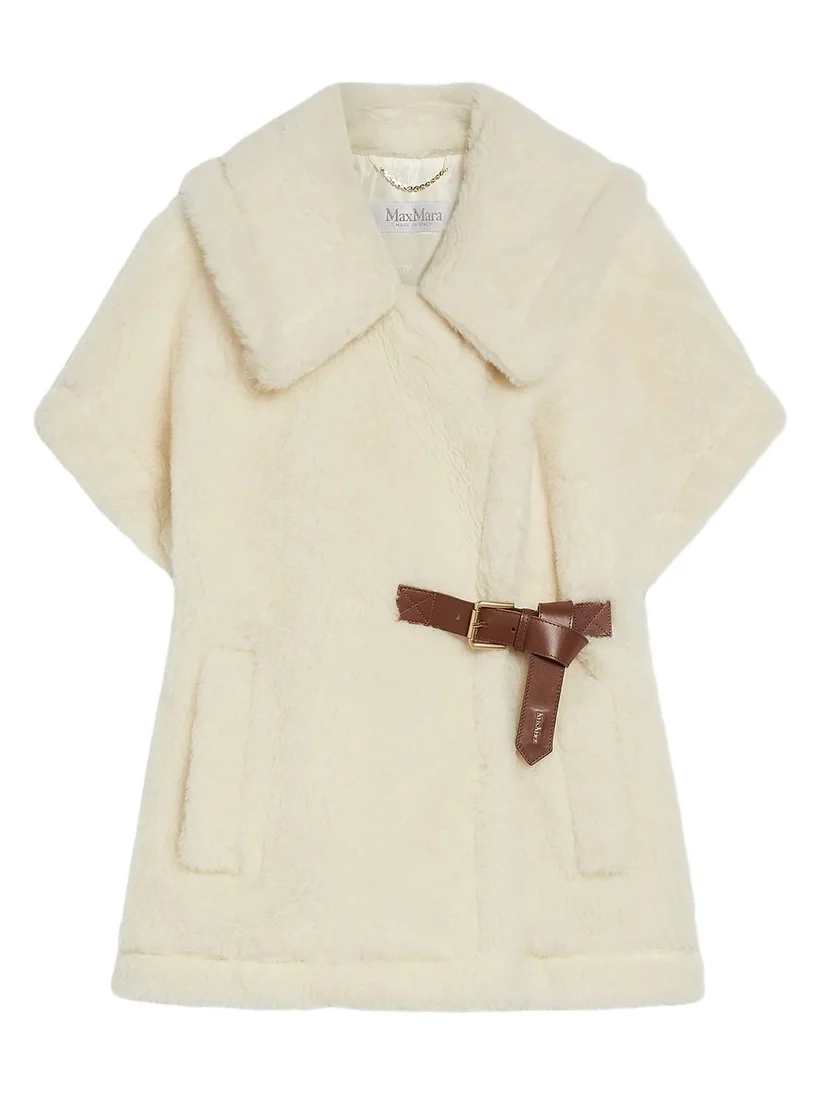 Women's Cape in Alpaca and Wool Teddy Fabric
