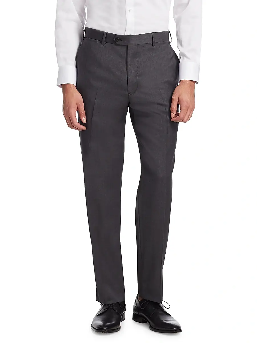 Emporio Armani Men's Navy Wool Trousers - Grey - Size 42 | Image 1 Emporio Armani Men's Navy Wool Trousers - Grey - Size 42 | Image 1