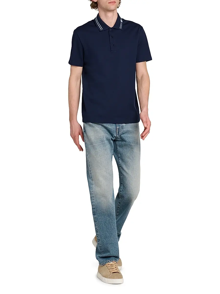 Versace Men's Medusa Embroidered Pique Polo Shirt | Thumbnail 2 Versace Men's Medusa Embroidered Pique Polo Shirt | Thumbnail 2