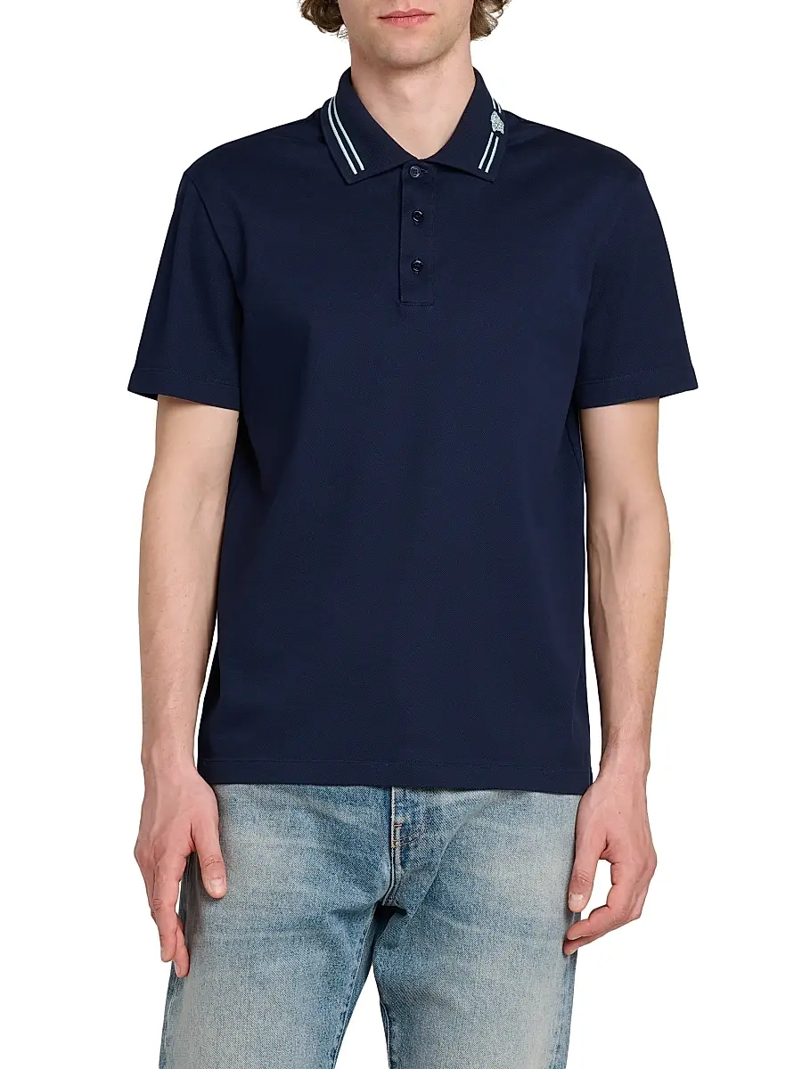 Versace Men's Medusa Embroidered Pique Polo Shirt | Thumbnail 3 Versace Men's Medusa Embroidered Pique Polo Shirt | Thumbnail 3