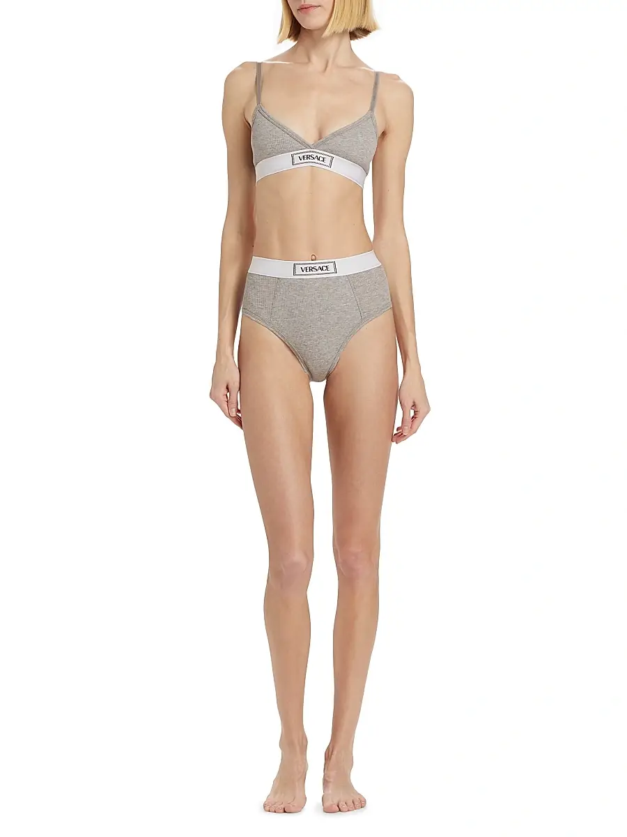 Versace Women's Ribbed Logo Brief | Thumbnail 2