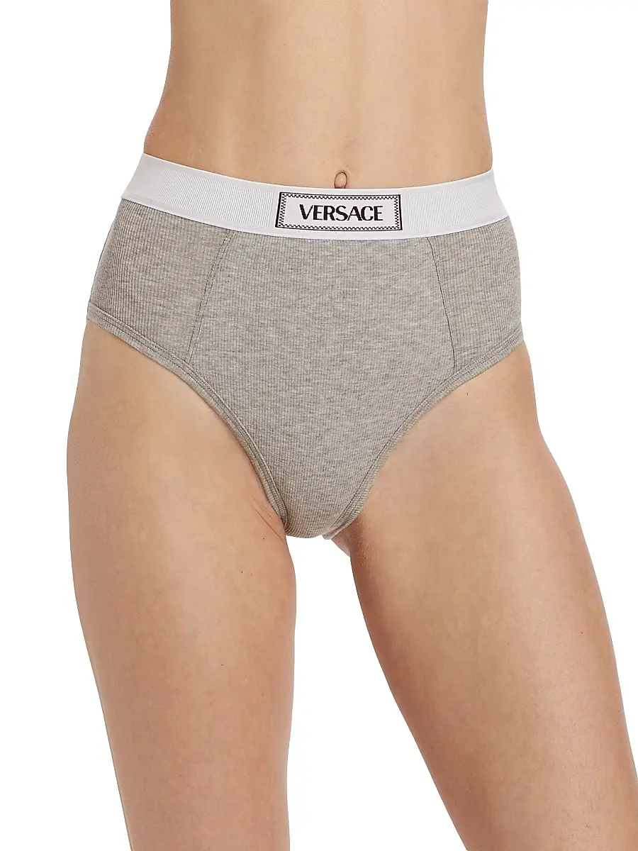 Versace Women's Ribbed Logo Brief | Thumbnail 3