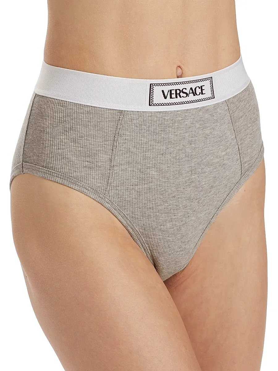 Versace Women's Ribbed Logo Brief | Thumbnail 5