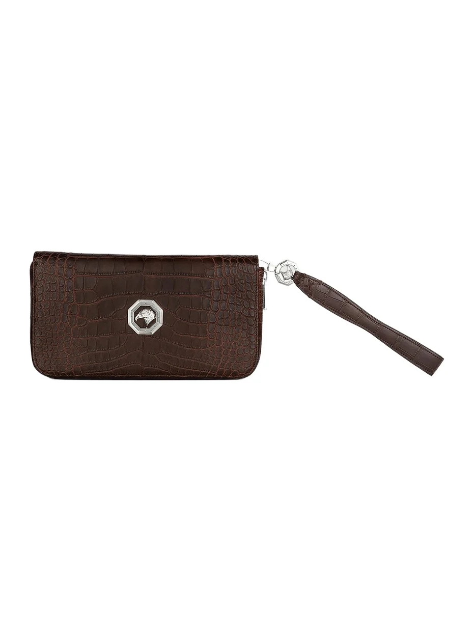 Stefano Ricci Men's Sophisticated Crocodile Bag with Detachable Handle - Dark Brown
