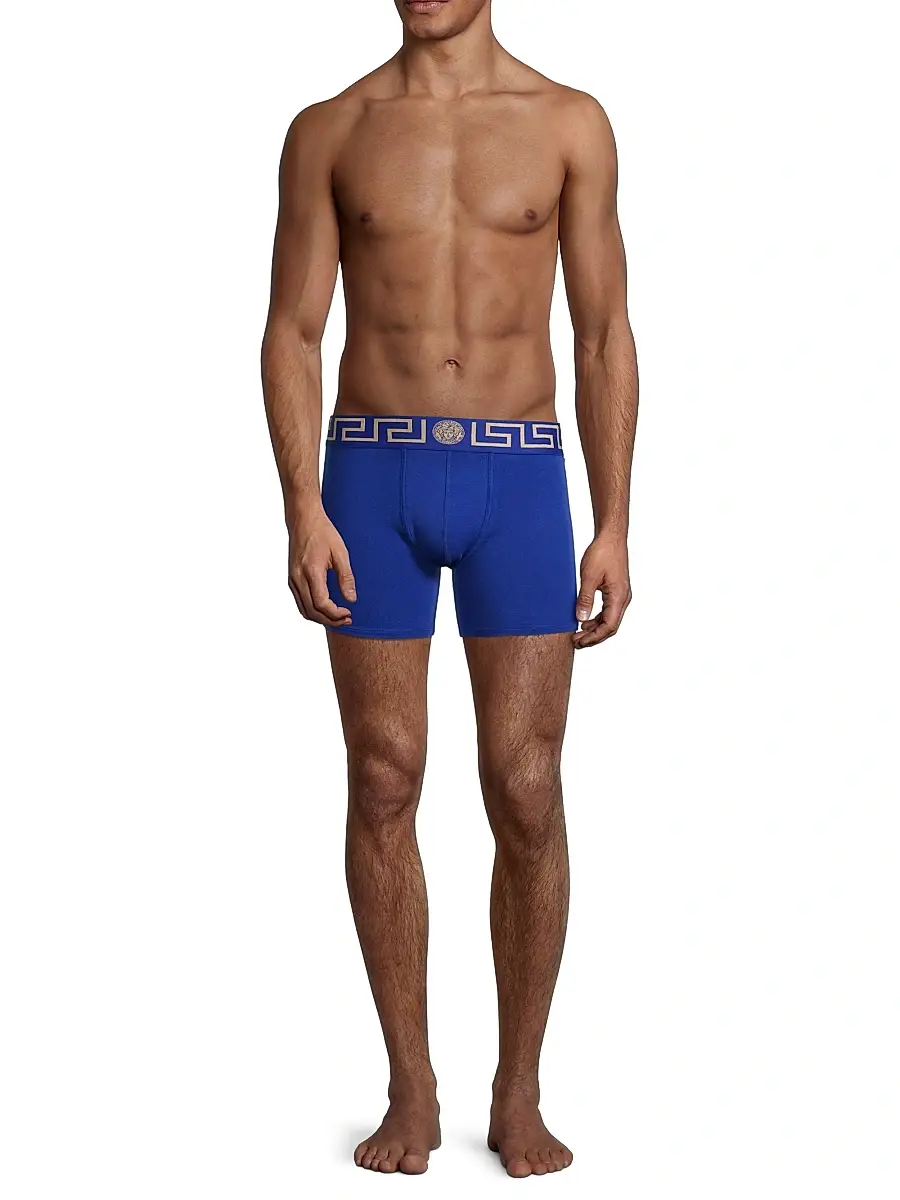 Versace Men's Greca Waistband Jersey Trunks | Thumbnail 2