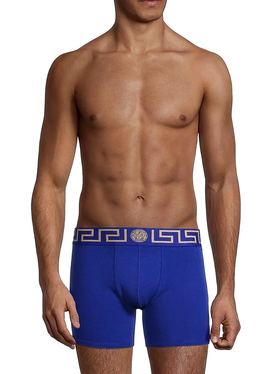 Versace Men's Greca Waistband Jersey Trunks | Thumbnail 3