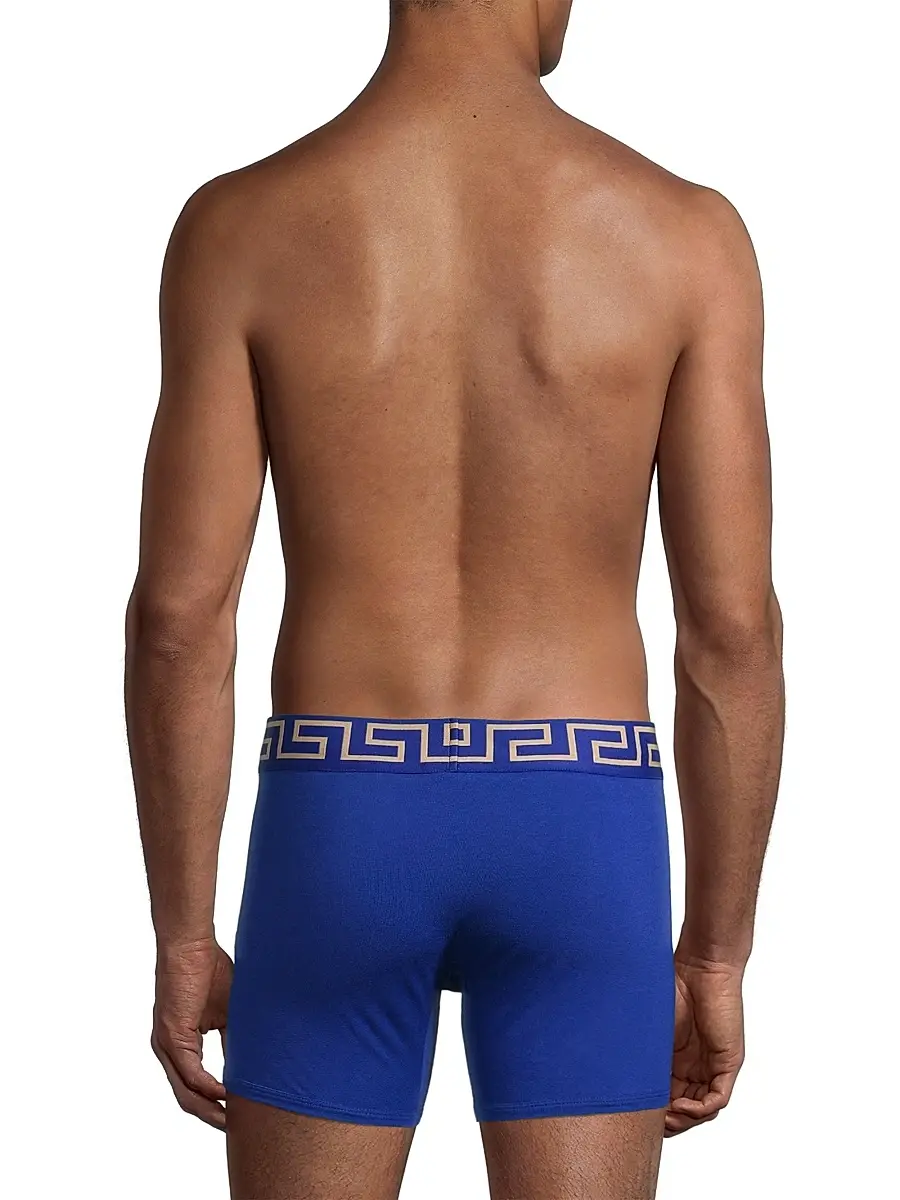 Versace Men's Greca Waistband Jersey Trunks | Thumbnail 4