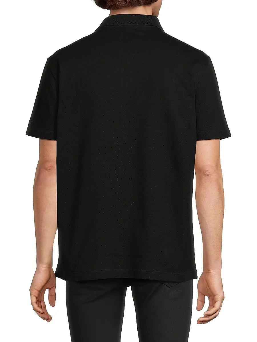 Versace Men's Embroidered Quarter-Zip Polo Shirt | Thumbnail 5 Versace Men's Embroidered Quarter-Zip Polo Shirt | Thumbnail 5