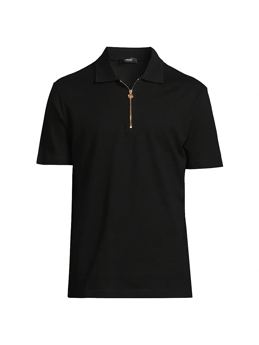 Men's Embroidered Quarter-Zip Polo Shirt Men's Embroidered Quarter-Zip Polo Shirt