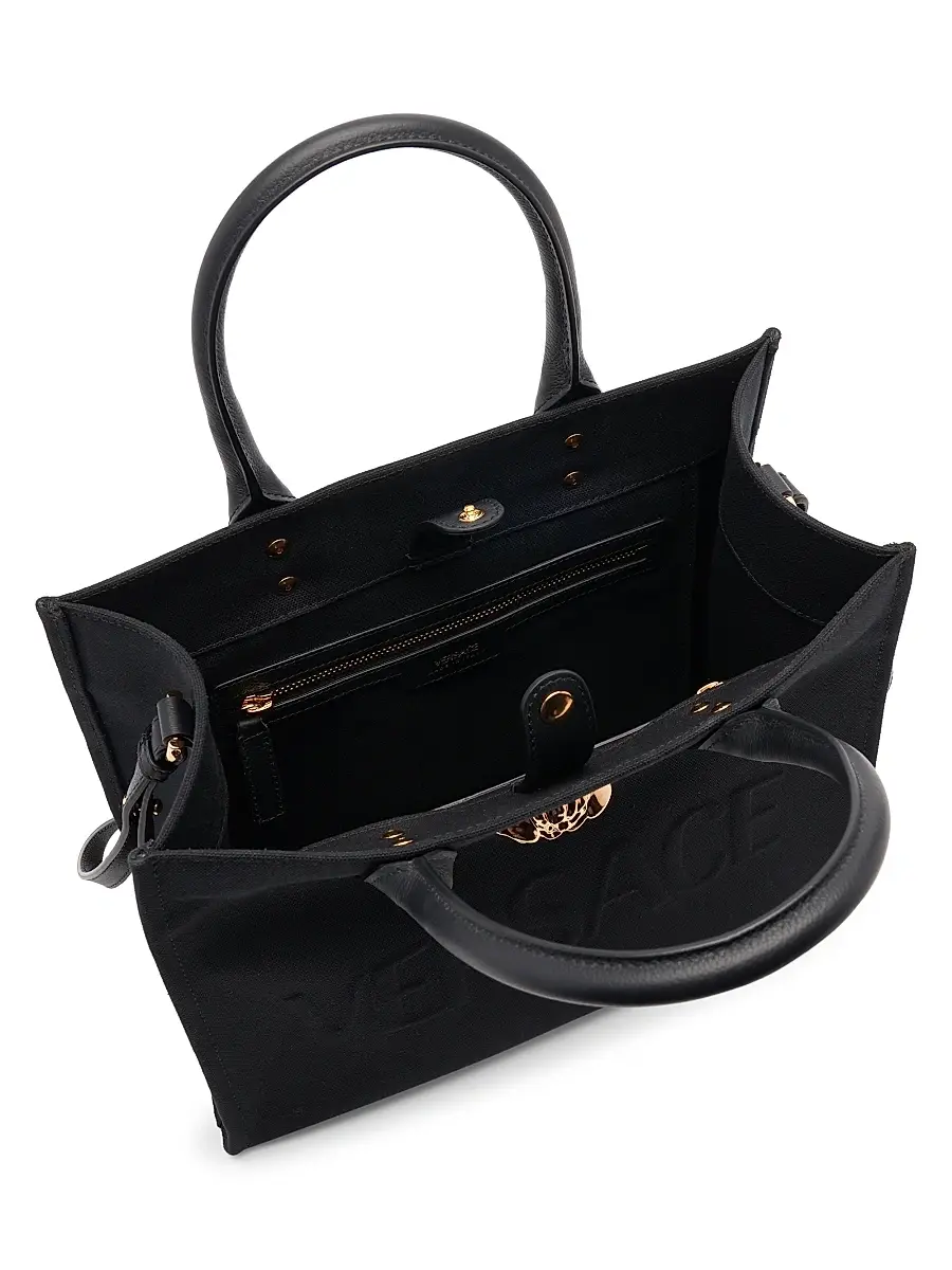 Versace Women's Small Canvas & Leather Tote Bag | Thumbnail 3 Versace Women's Small Canvas & Leather Tote Bag | Thumbnail 3