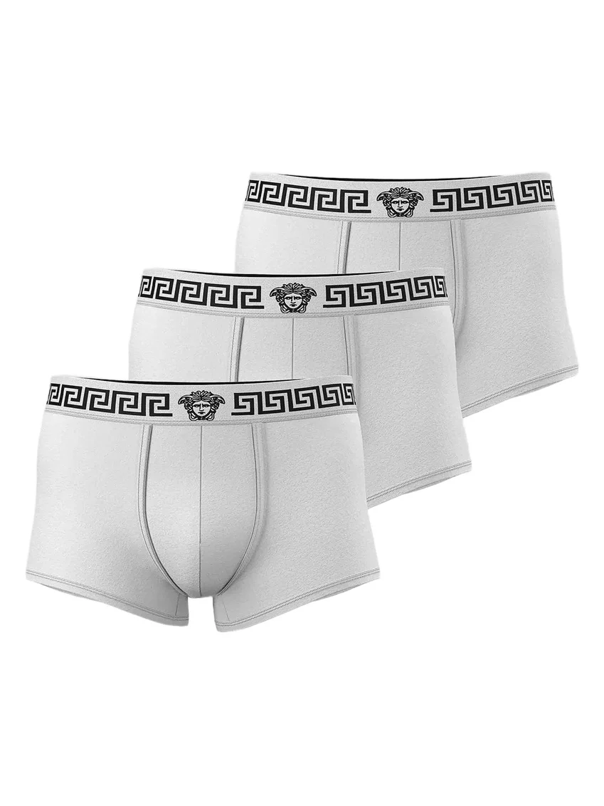 Men's 3-Pack Greca Medusa Head Cotton Jersey Trunk Briefs