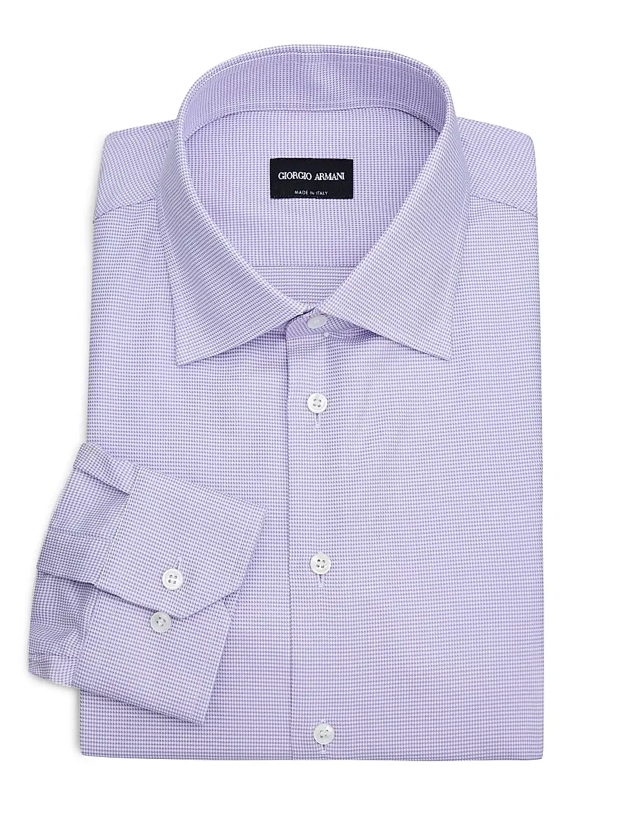 Giorgio Armani Men's Houndstooth Dress Shirt - Lavender - Size 15.5 | Image 1 Giorgio Armani Men's Houndstooth Dress Shirt - Lavender - Size 15.5 | Image 1