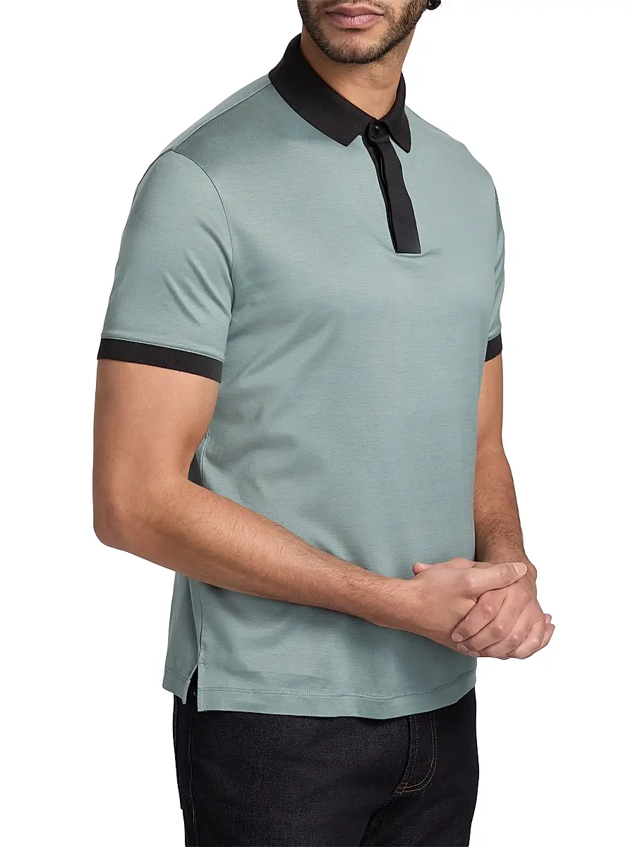 Emporio Armani Men's Contrast-Tipped Jersey Polo Shirt | Thumbnail 3 Emporio Armani Men's Contrast-Tipped Jersey Polo Shirt | Thumbnail 3