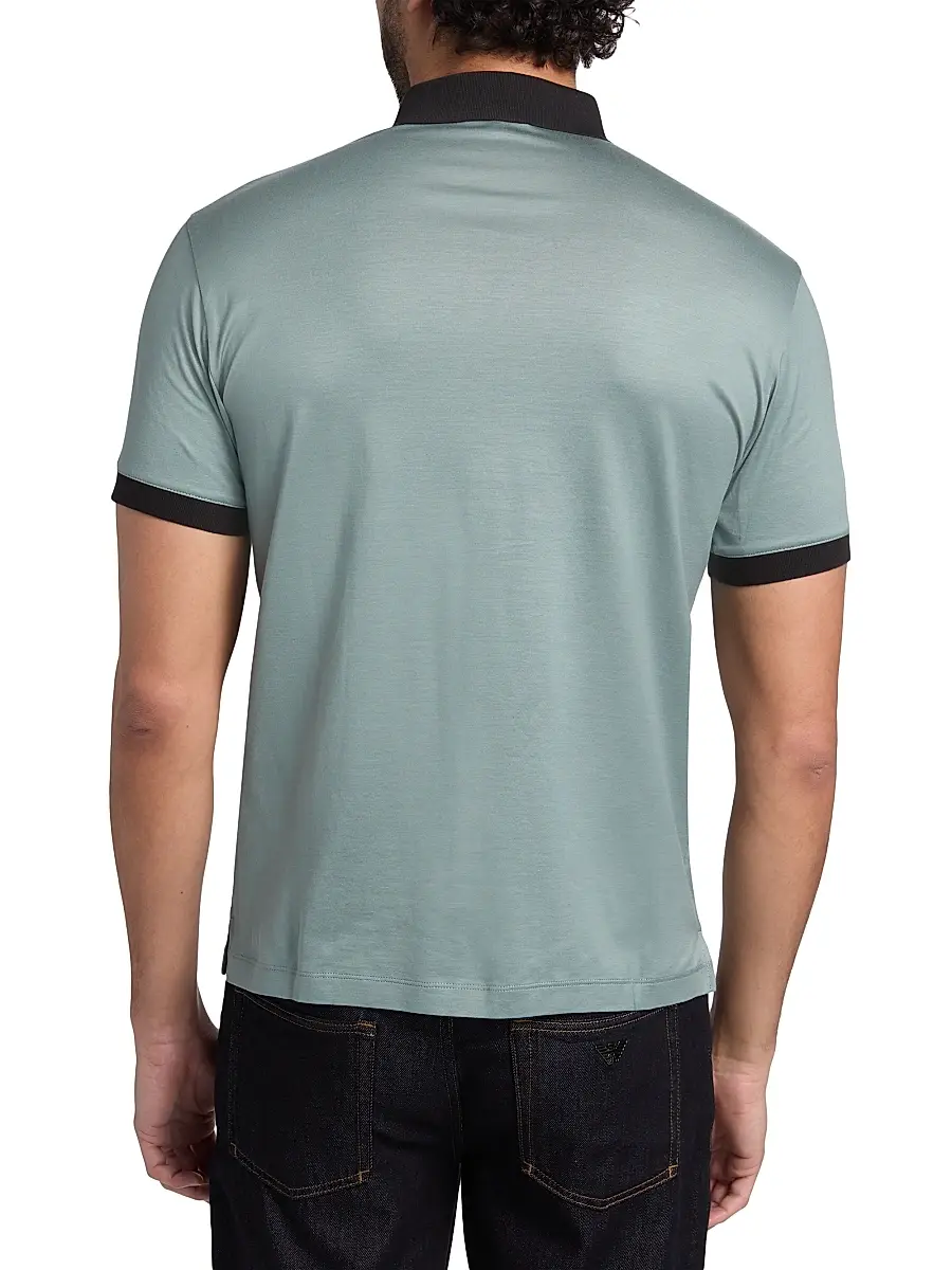Emporio Armani Men's Contrast-Tipped Jersey Polo Shirt | Thumbnail 4 Emporio Armani Men's Contrast-Tipped Jersey Polo Shirt | Thumbnail 4