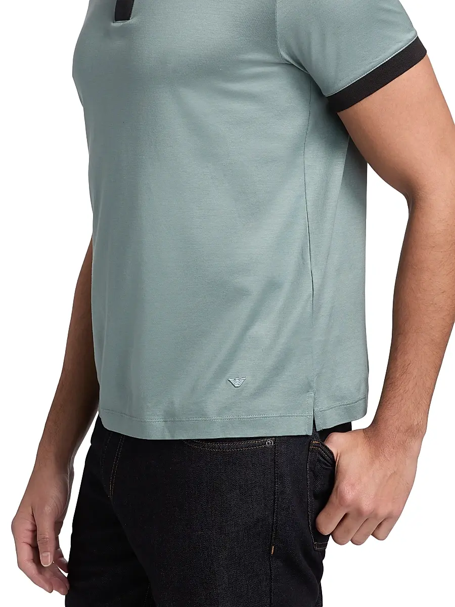 Emporio Armani Men's Contrast-Tipped Jersey Polo Shirt | Thumbnail 5 Emporio Armani Men's Contrast-Tipped Jersey Polo Shirt | Thumbnail 5