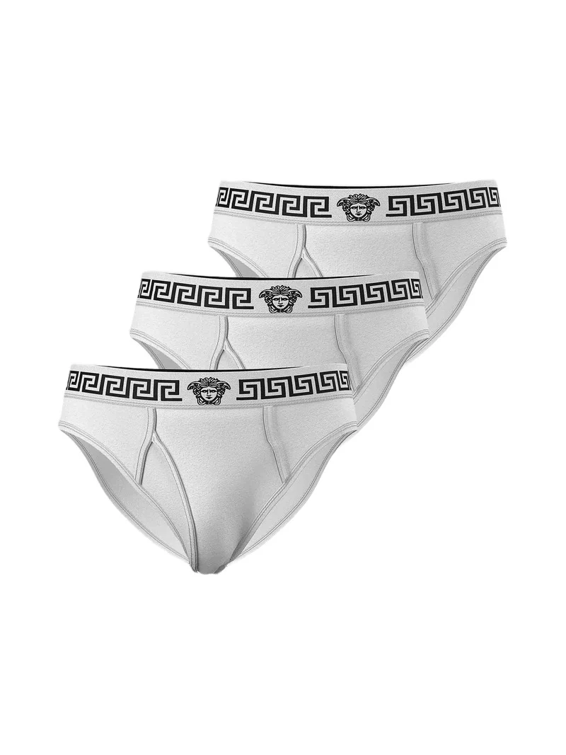 Men's 3-Pack Medusa Greca Stretch-Cotton Briefs