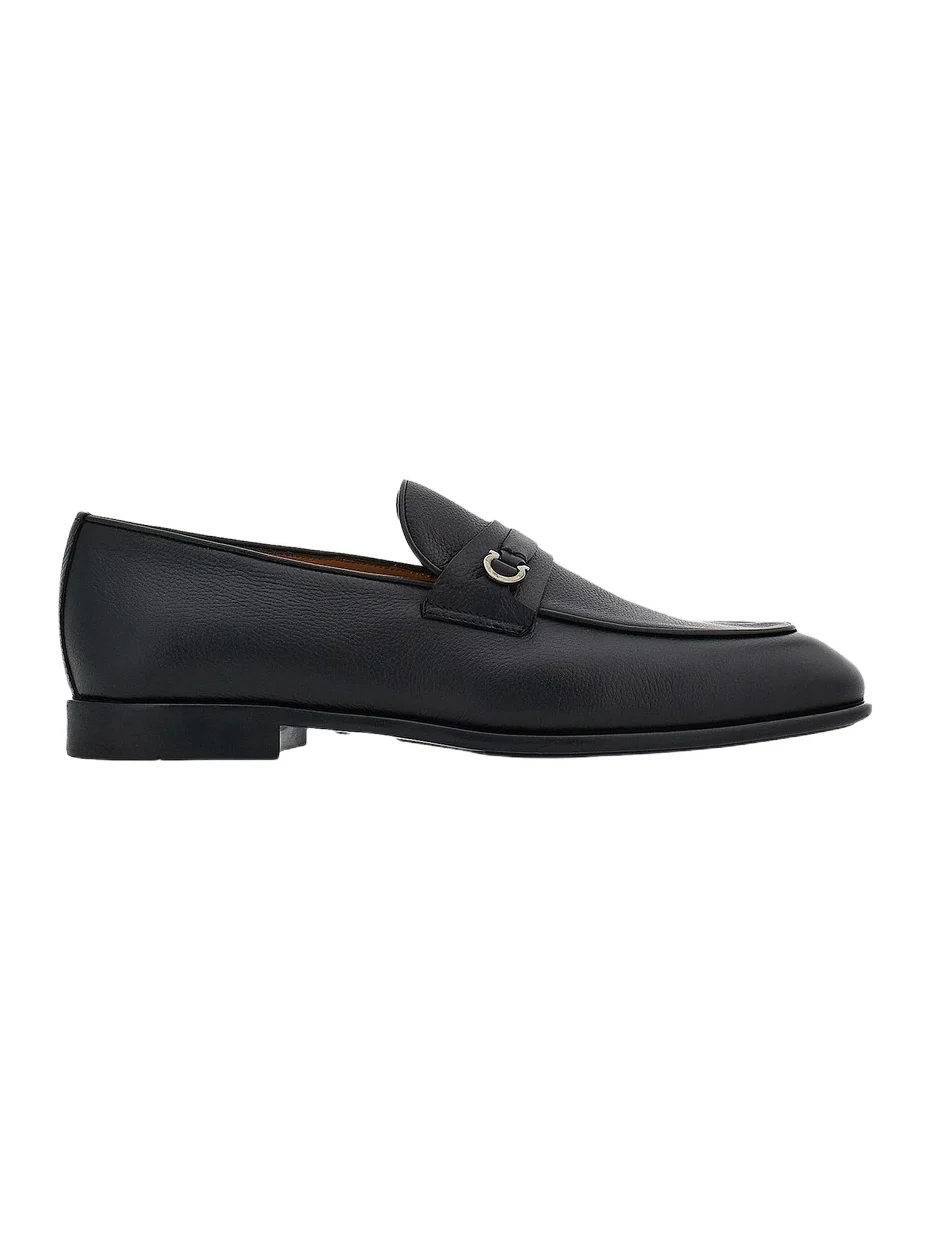 Ferragamo Men's Desio Leather Gancio Penny Loafers