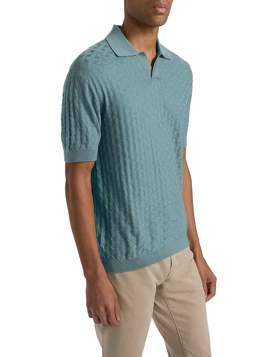 Emporio Armani Men's Tonal Basketweave Wool Sweater | Thumbnail 4 Emporio Armani Men's Tonal Basketweave Wool Sweater | Thumbnail 4