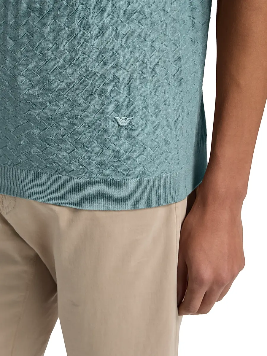 Emporio Armani Men's Tonal Basketweave Wool Sweater | Thumbnail 6 Emporio Armani Men's Tonal Basketweave Wool Sweater | Thumbnail 6