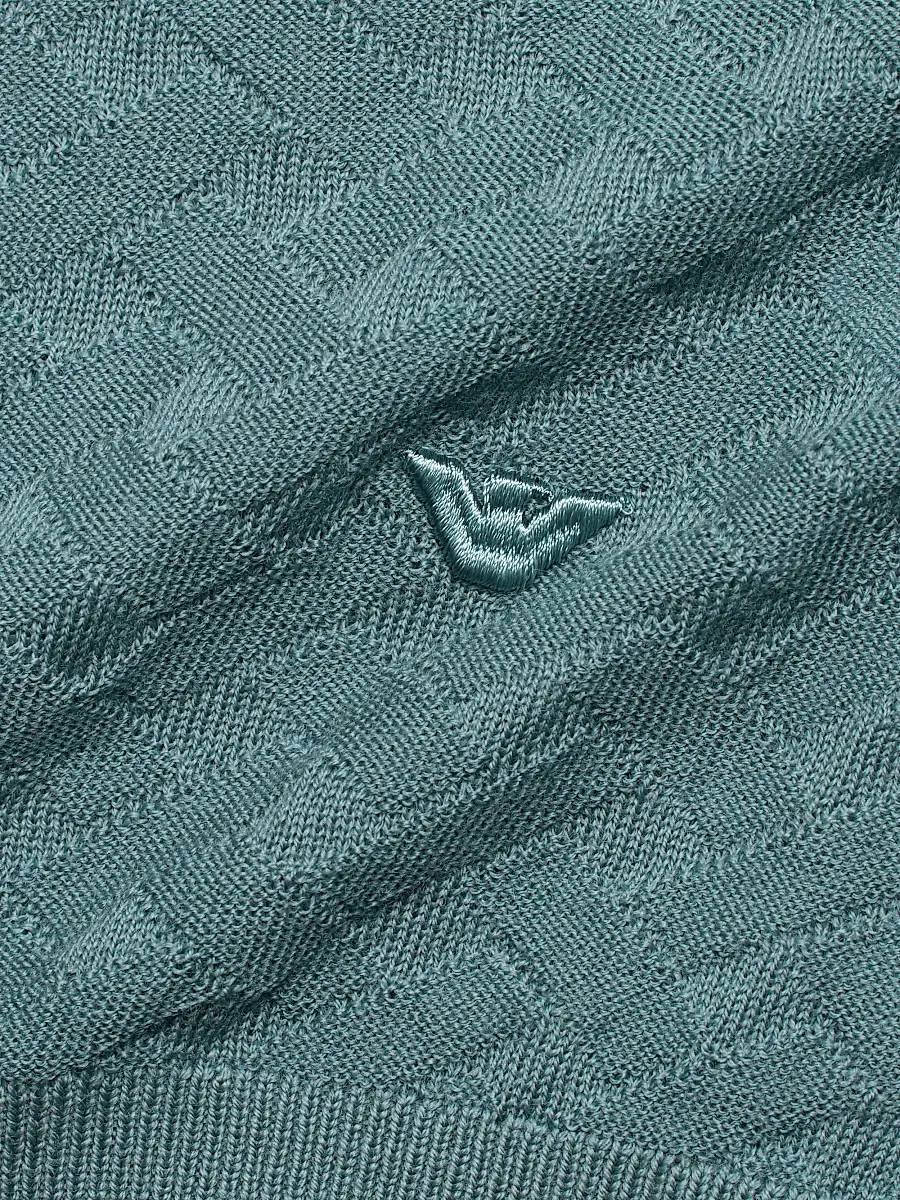 Emporio Armani Men's Tonal Basketweave Wool Sweater | Thumbnail 7 Emporio Armani Men's Tonal Basketweave Wool Sweater | Thumbnail 7