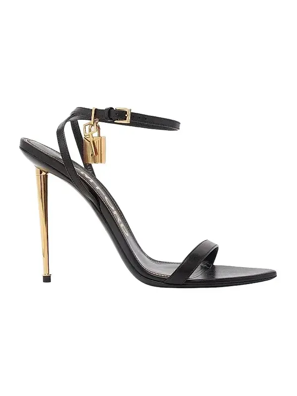 Women's Padlock 105MM Leather Point-Toe Ankle-Strap Sandals