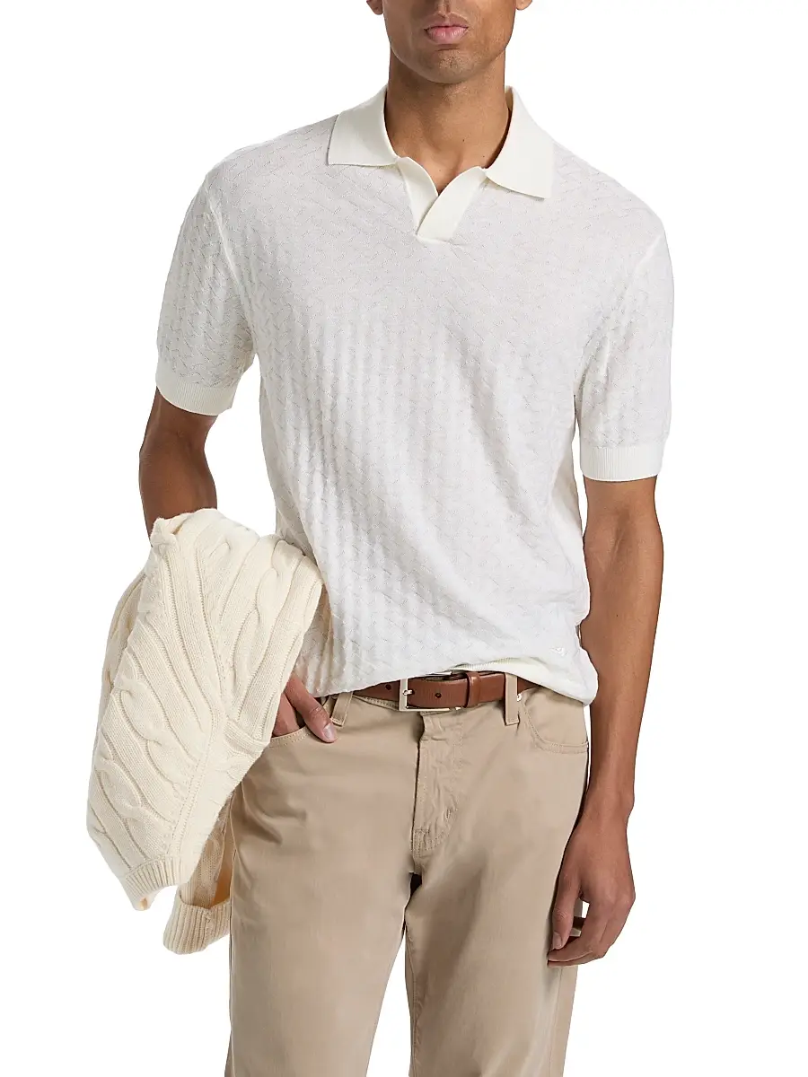 Emporio Armani Men's Tonal Basketweave Wool Sweater | Thumbnail 3 Emporio Armani Men's Tonal Basketweave Wool Sweater | Thumbnail 3
