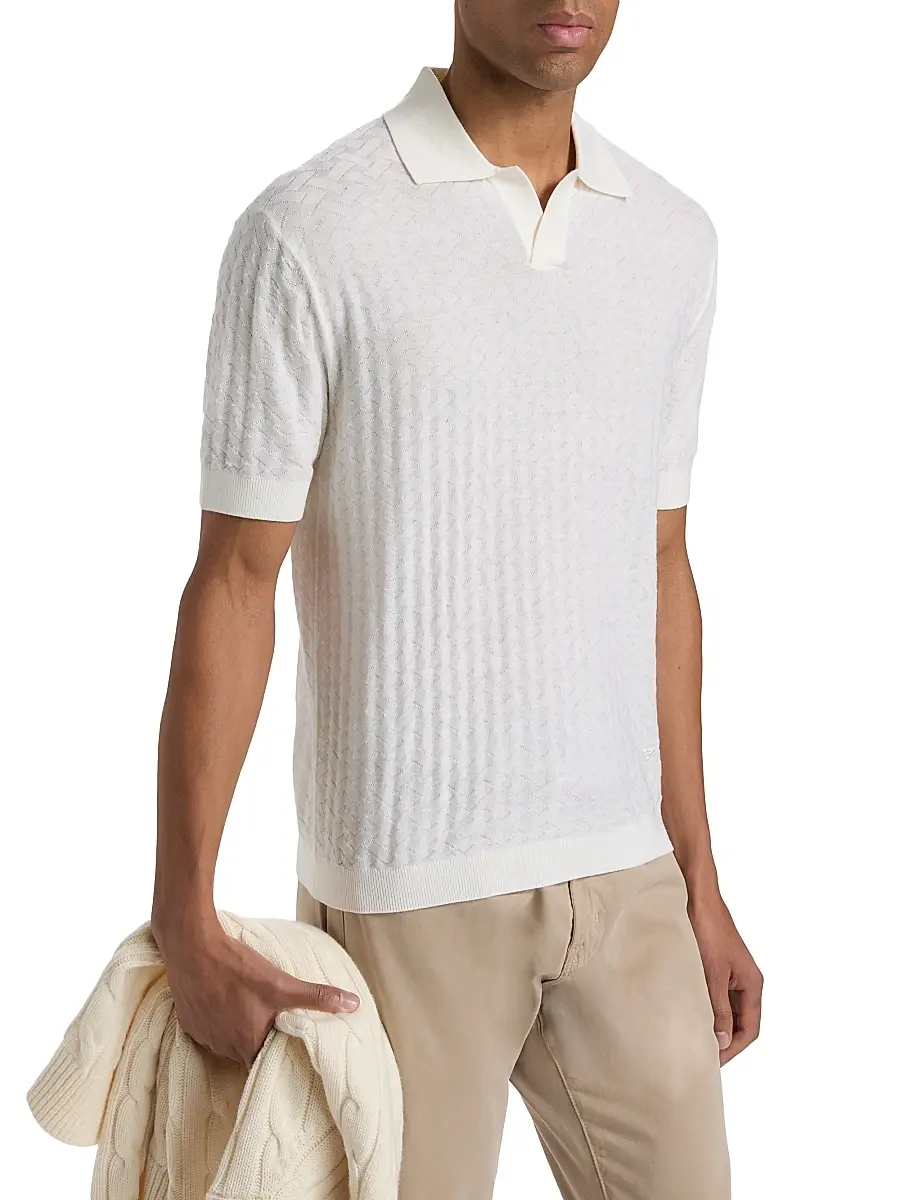 Emporio Armani Men's Tonal Basketweave Wool Sweater | Thumbnail 4 Emporio Armani Men's Tonal Basketweave Wool Sweater | Thumbnail 4