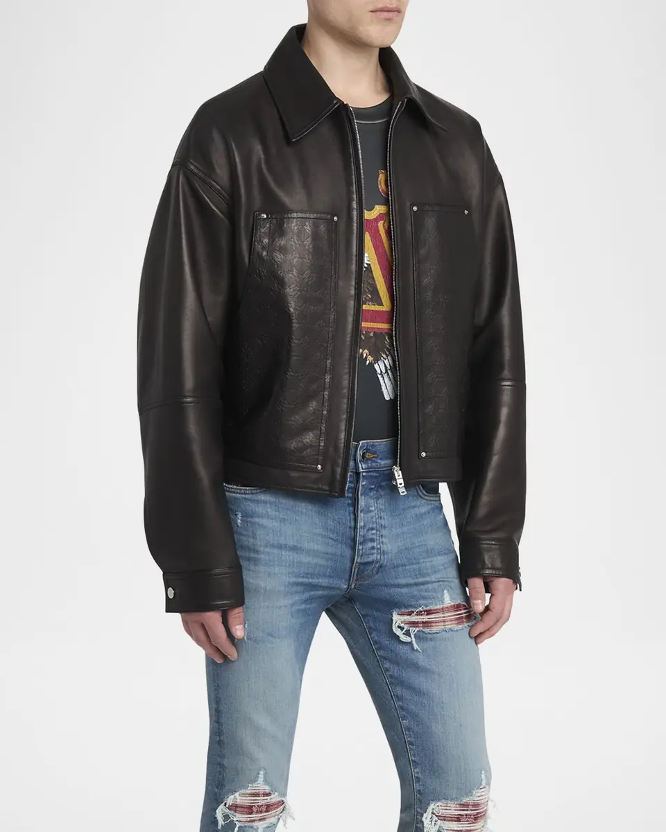 AMIRI Men's MA Quad Leather Work Jacket | Thumbnail 4 AMIRI Men's MA Quad Leather Work Jacket | Thumbnail 4