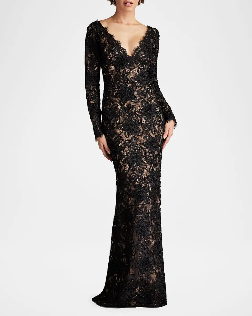 Sho by Tadashi Shoji Eyelash Floral Lace Column Gown | Thumbnail 2 Sho by Tadashi Shoji Eyelash Floral Lace Column Gown | Thumbnail 2