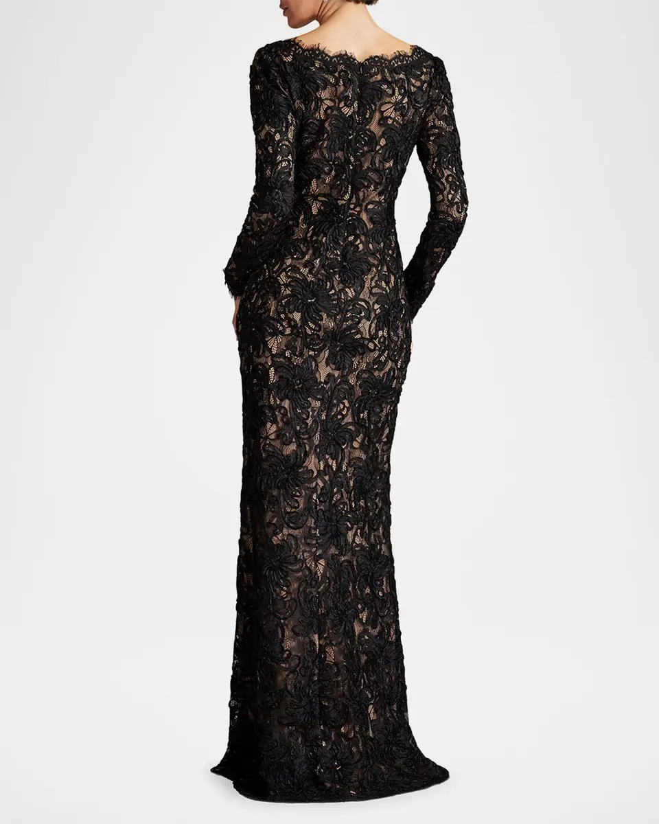Sho by Tadashi Shoji Eyelash Floral Lace Column Gown | Thumbnail 3 Sho by Tadashi Shoji Eyelash Floral Lace Column Gown | Thumbnail 3