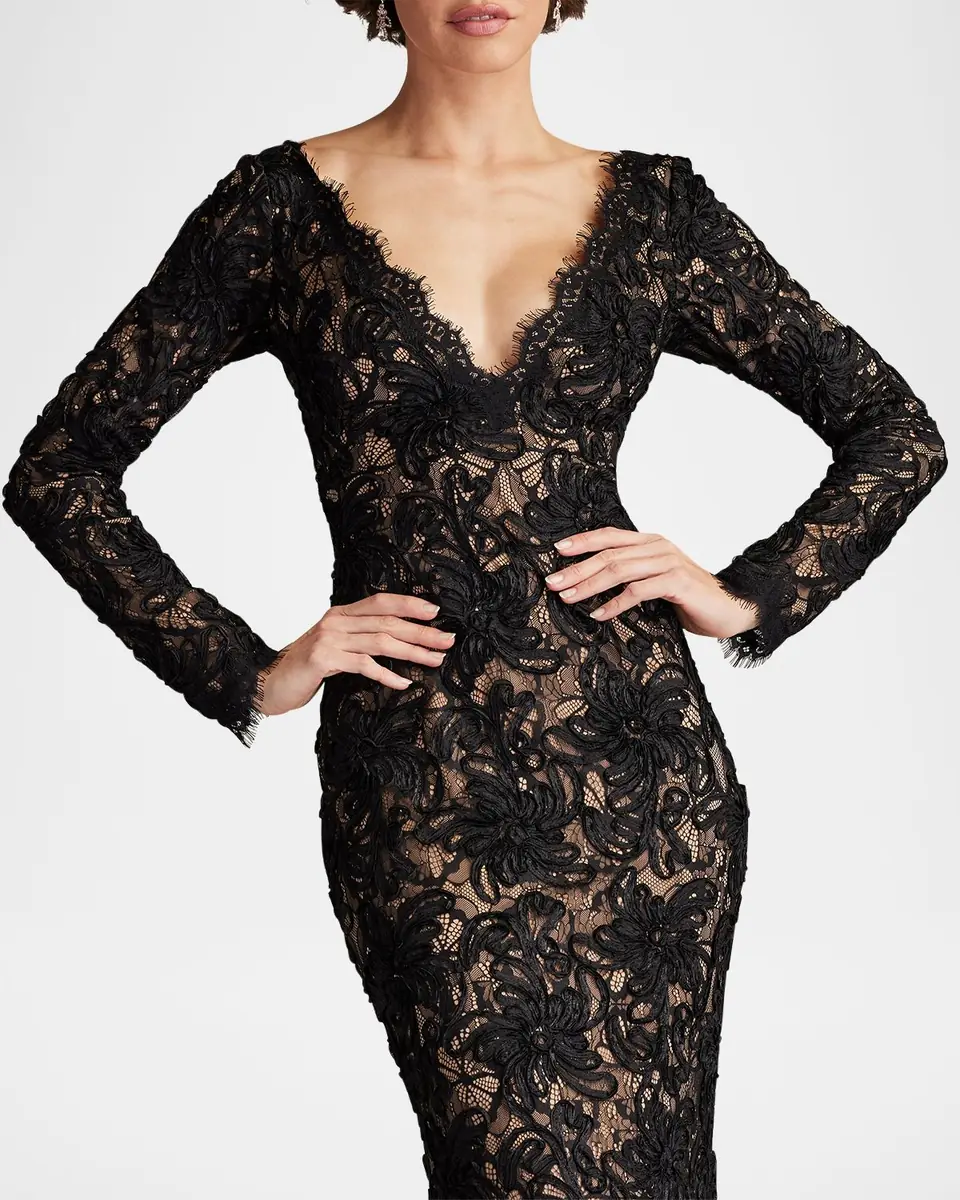 Sho by Tadashi Shoji Eyelash Floral Lace Column Gown | Thumbnail 5 Sho by Tadashi Shoji Eyelash Floral Lace Column Gown | Thumbnail 5