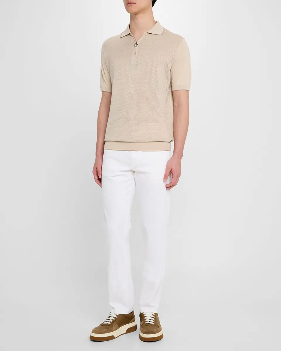 Stefano Ricci Men's Short-Sleeve Quarter-Zip Polo Sweater | Thumbnail 2 Stefano Ricci Men's Short-Sleeve Quarter-Zip Polo Sweater | Thumbnail 2