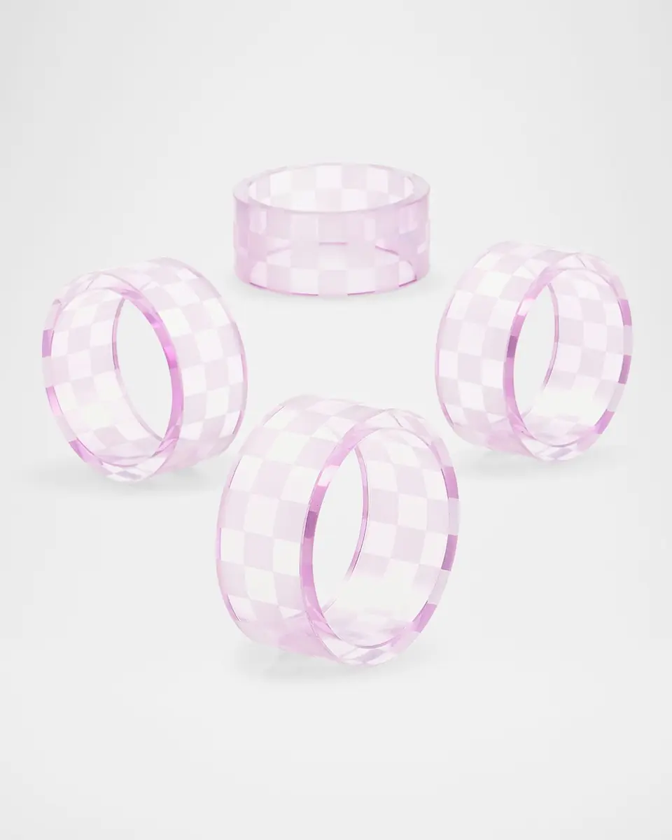 MacKenzie-Childs Lavender Check Napkin Ring, Set of 4 | Thumbnail 3 MacKenzie-Childs Lavender Check Napkin Ring, Set of 4 | Thumbnail 3