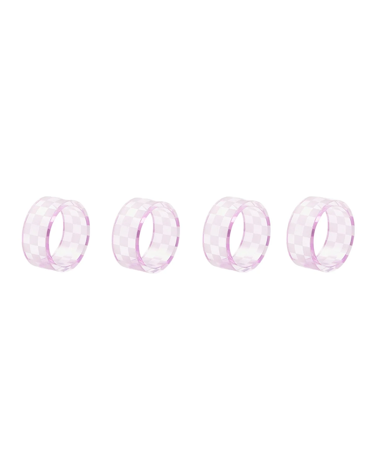 MacKenzie-Childs Lavender Check Napkin Ring, Set of 4