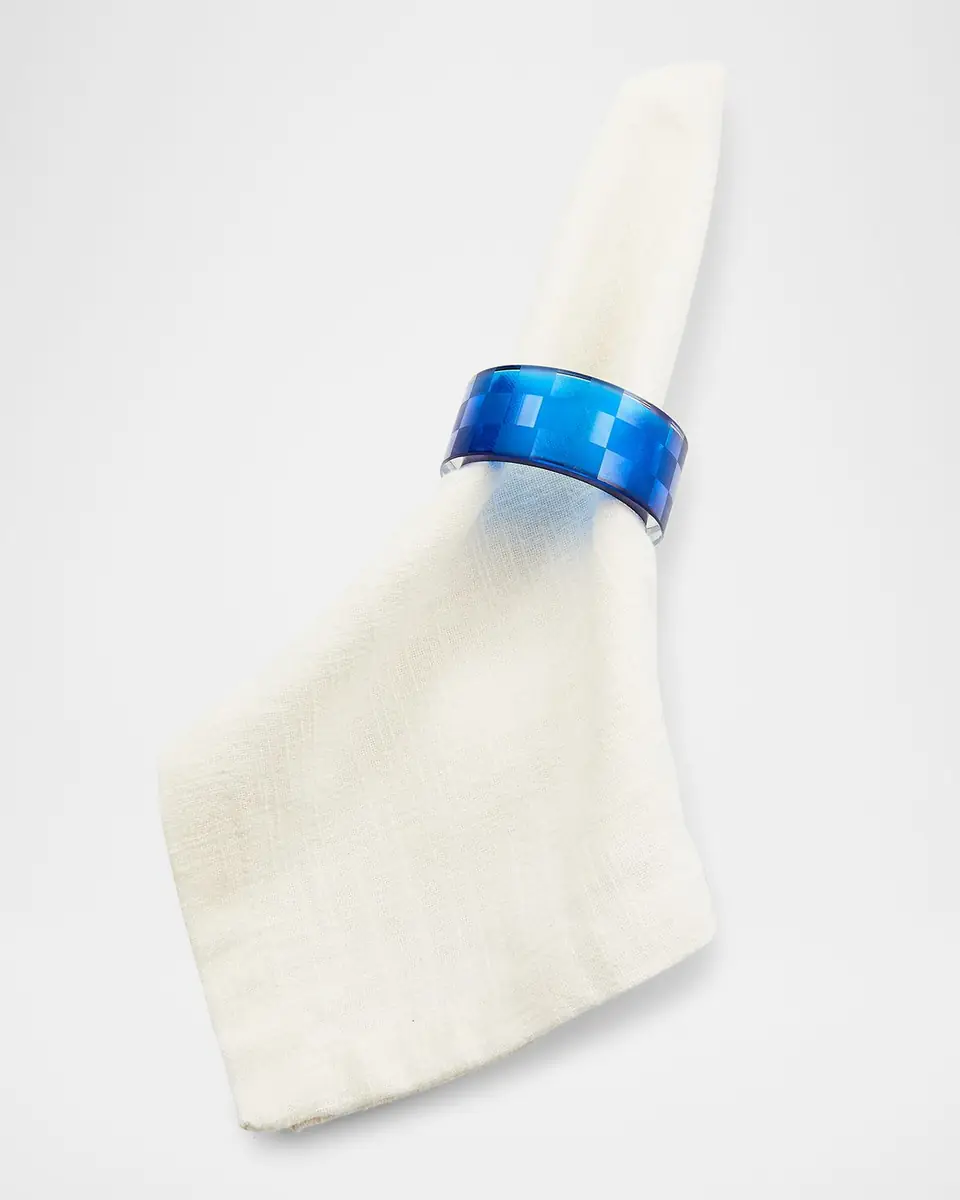 MacKenzie-Childs Navy Check Napkin Ring, Set of 4 | Thumbnail 2 MacKenzie-Childs Navy Check Napkin Ring, Set of 4 | Thumbnail 2