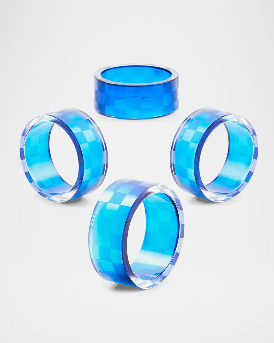 MacKenzie-Childs Navy Check Napkin Ring, Set of 4 | Thumbnail 3 MacKenzie-Childs Navy Check Napkin Ring, Set of 4 | Thumbnail 3